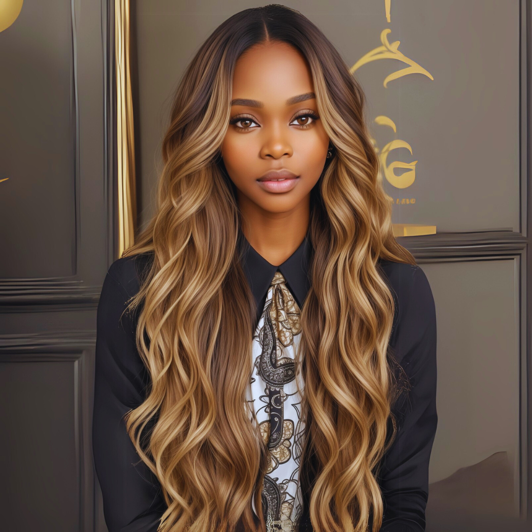 Salon-colored glueless closure wig with pre-plucked hairline.