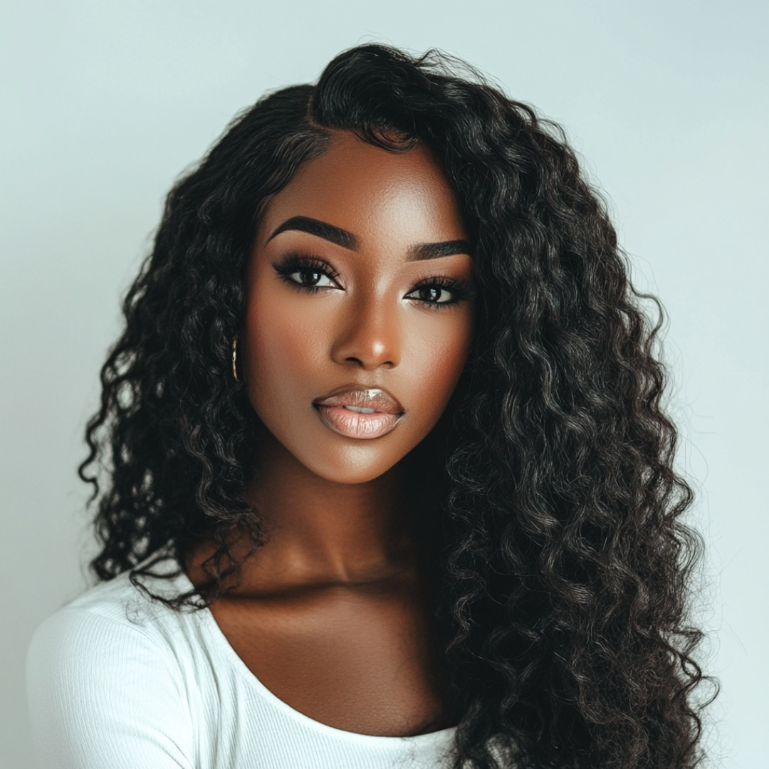 Deep Wave glueless wig with natural part and adjustable band