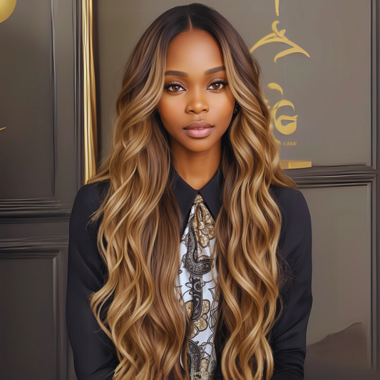 Salon-colored glueless closure wig with pre-plucked hairline.